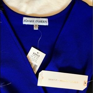 Blue Professional Dress with Black Piping
